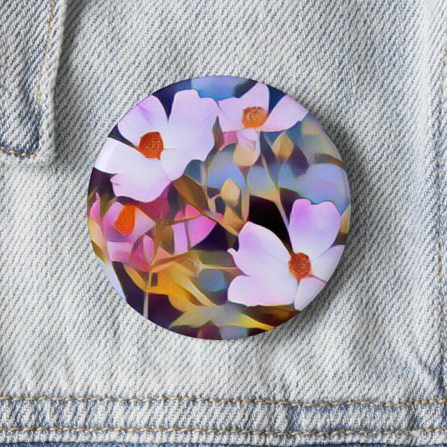 Purple Pink Blue Beautiful Floral  2 Inch Round Button (Creator Uploaded)