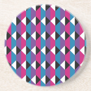 Purple, Pink, Blue, Black and White Diamond Coaster