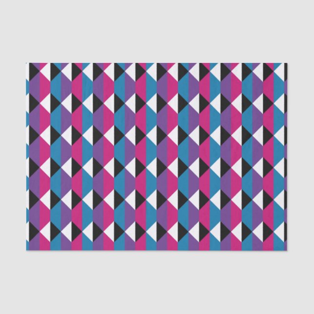 Purple, Pink, Blue, Black and White Diamond Tissue Paper (Front)