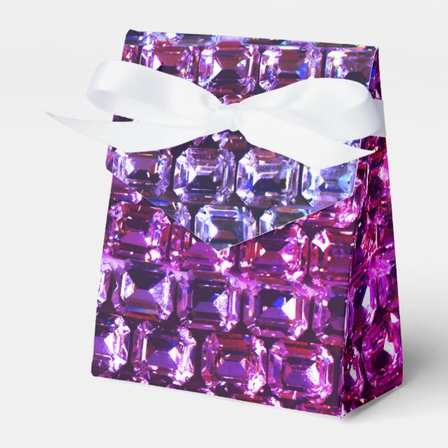 Purple Pink blue diamonds, purple gemstone Favor Box (Front Side)