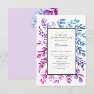 Purple Pink Blue Eucalyptus Baby Shower invitation