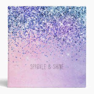 Purple Pink Blue Ombre Glitter Binder