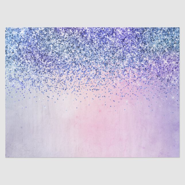 Purple Pink Blue Ombre Glitter Tissue Paper (Front)
