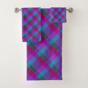 Purple Pink blue pattern Bath Towel Set