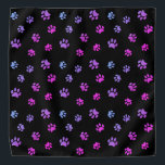 Purple Pink Blue Paw Prints Pattern Black Bandana<br><div class="desc">Show how much you love animals with this cute and girly purple,  pink and blue paw print patterned bandana. Bet your pet will look adorable wearing it too!</div>