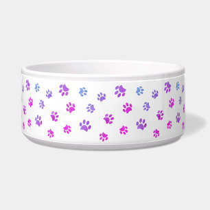 Purple Pink Blue Paw Prints Pattern Large Bowl