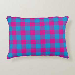 Purple Pink Blue Plaid Chequered Pattern Accent Pillow