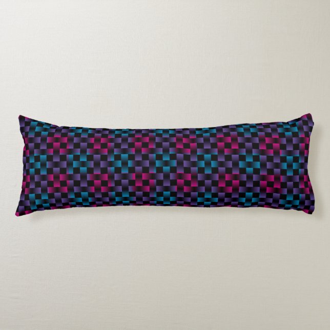 Purple Pink Blue Plaid Chequered Weave Pattern Body Pillow (Front)