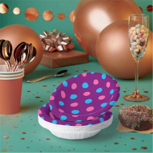 Purple Pink Blue Polka Dot Pattern Paper Plate