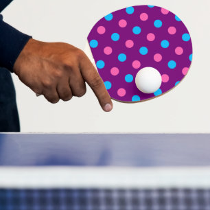 Purple Pink Blue Polka Dot Pattern Ping Pong Paddle