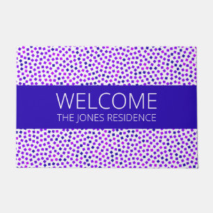 Purple Pink Blue Stipple Pattern Name Customized Doormat