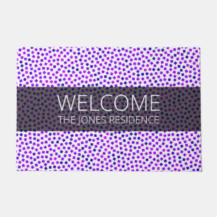 Purple Pink Blue Stipple Pattern Name Personalized Doormat