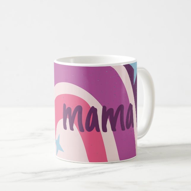 Purple Pink Bohemian Rainbow Personalized mama Coffee Mug (Front Right)