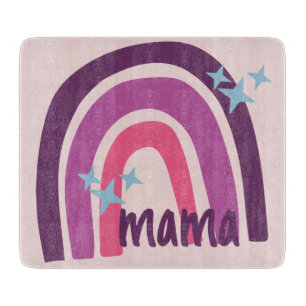 Purple Pink Bohemian Rainbow Personalized mama Cutting Board