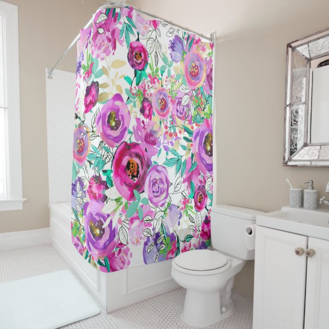 Purple Pink Bright Colourful Chic Modern Floral (In Situ)
