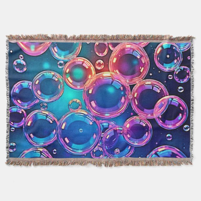 Purple Pink Bubble Magic Throw Blanket (Front)