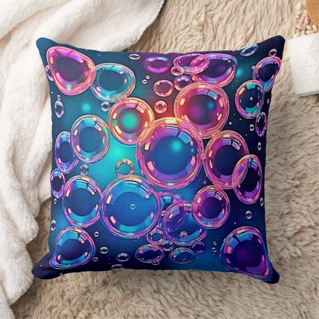 Purple Pink Bubble Magic Throw Pillow (Blanket)