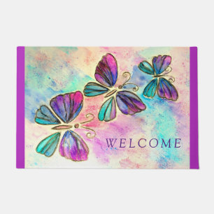 Purple Pink Butterflies Doormat