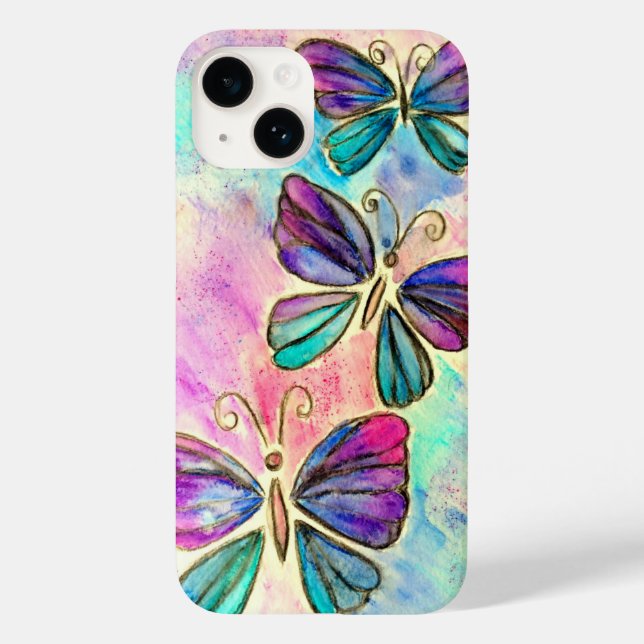 Purple Pink Butterflies iPhone Case (Back)