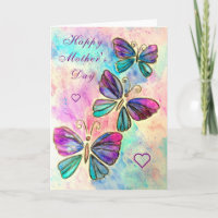 Purple Pink Butterflies Mother's Day Card
