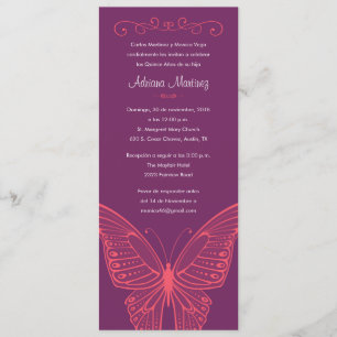 Purple & Pink Butterfly Quinceanera Invitations