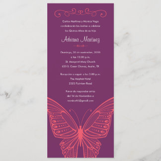 Purple & Pink Butterfly Quinceanera Invitations
