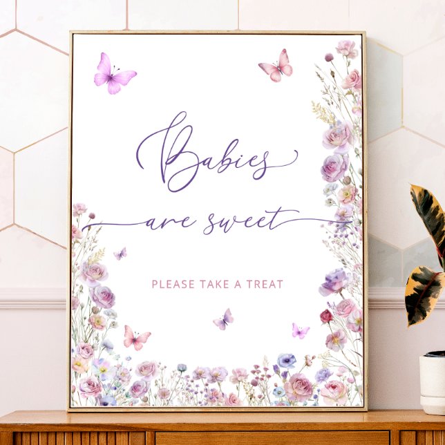 Purple Pink Butterfly Wildflower Babies are Sweet  Poster (Creator Uploaded)