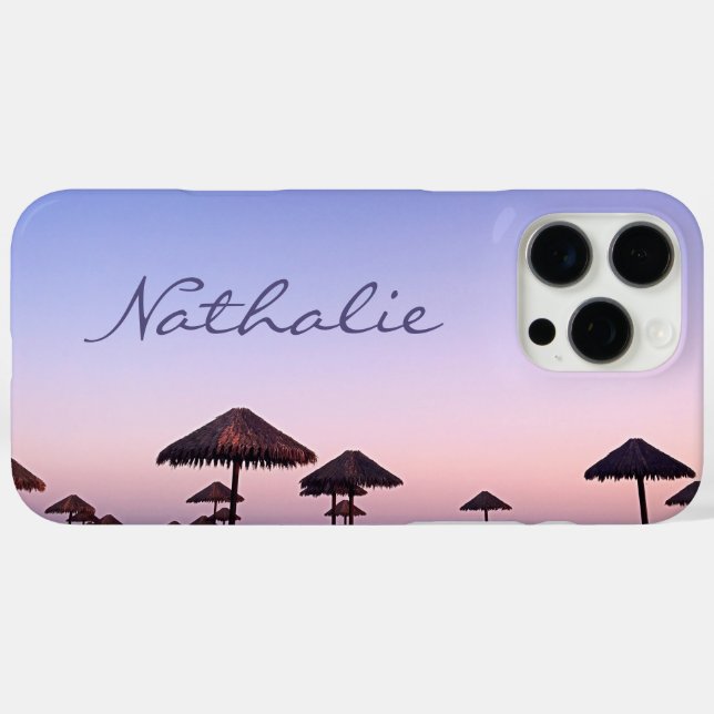 Purple Pink California Beach Sunset Custom Name Case-Mate iPhone Case (Back (Horizontal))