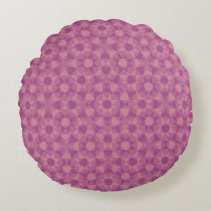 Purple Pink Checker Diamond Plaid Pattern Round Pillow