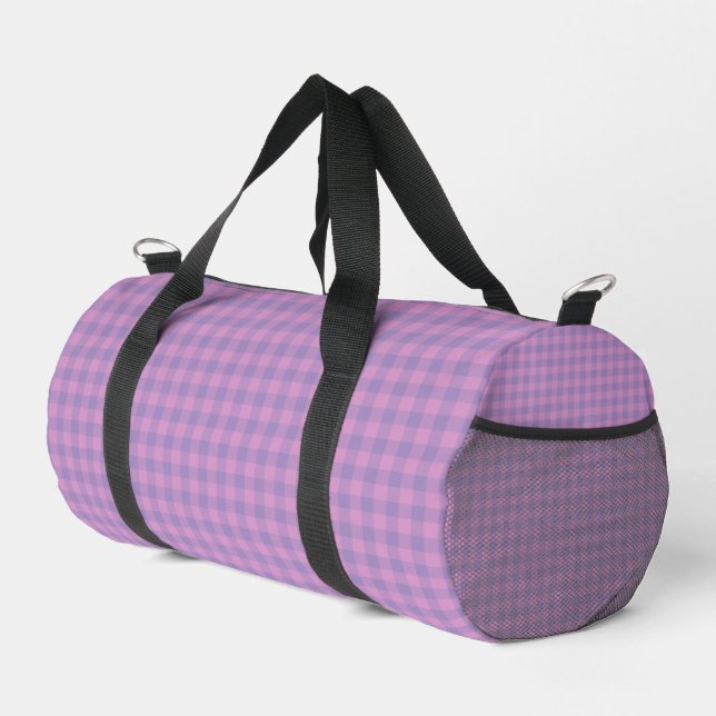 Purple Pink Chequerboard Pattern Small Duffle Bag (Right Corner)