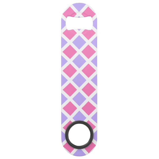 Purple Pink Chequered Diamond Pattern Bar Key (Front)