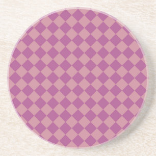 Purple Pink Chequered Diamond Pattern Coaster
