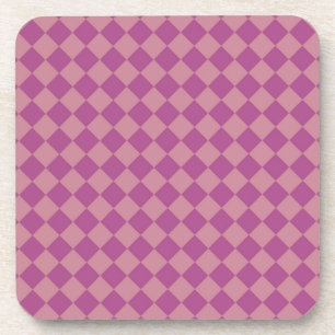 Purple Pink Chequered Diamond Pattern Coaster