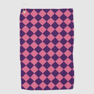 Purple Pink Chequered Diamond Pattern Golf Towel