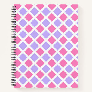 Purple Pink Chequered Diamond Pattern Notebook