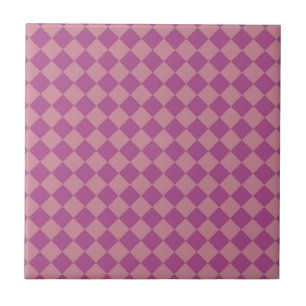 Purple Pink Chequered Diamond Pattern Tile