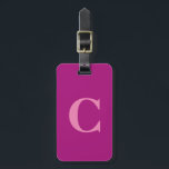 Purple Pink Colourful Monogram Initial Gift Favour Luggage Tag<br><div class="desc">Monogrammed initial and also personal details like name,  address,  phone number and email all of which you can edit. Designed with attractive solid pink purple colour background,  you can change the colour if you wish. Cool travel gift idea for him or her.</div>