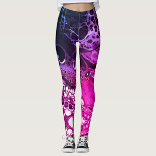 PURPLE PINK COSMIC DARK WEBBING LEGGINGS