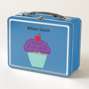 Purple Pink Cupcakes Metal Lunch Box