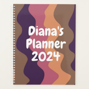 Purple Pink Curves Stripes Colourful Bold CUSTOM Planner