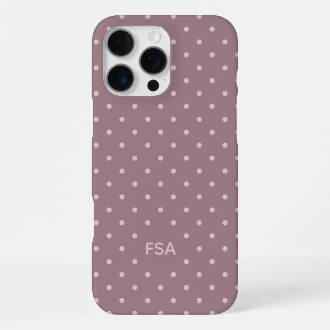 Purple Pink Custom Monogram Micro Polka Dots iPhone Case (Back)