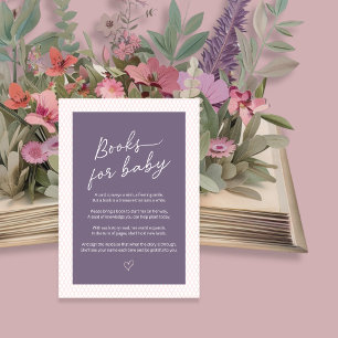 Purple Pink Cute Script Books for Baby Enclosure Card