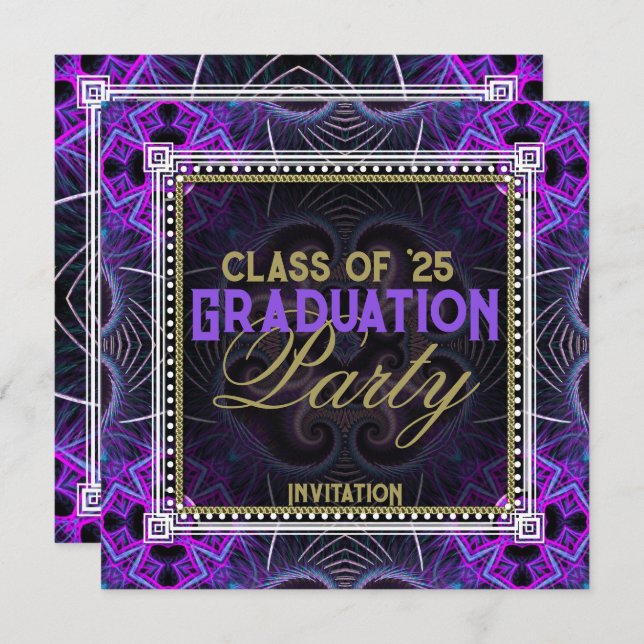 Purple Pink Dance Party Invitations (Devant / Derrière)