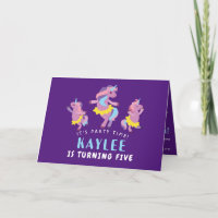 Purple Pink Dancing Unicorn Kids Photo Birtnday