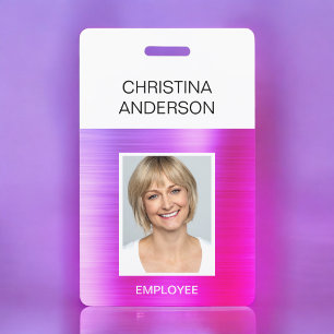 Purple Pink Employee  - Name Photo Corporate Badge