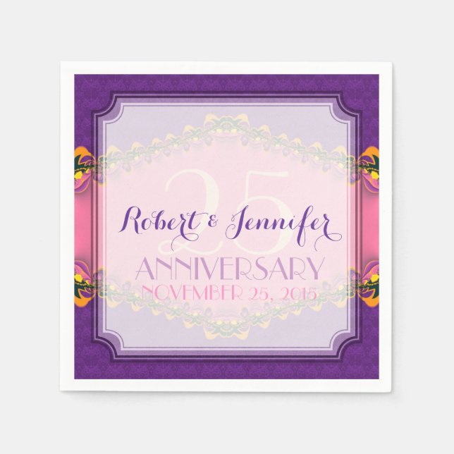 Purple Pink Fairytale Fractal Lace Paper Napkins (Front)