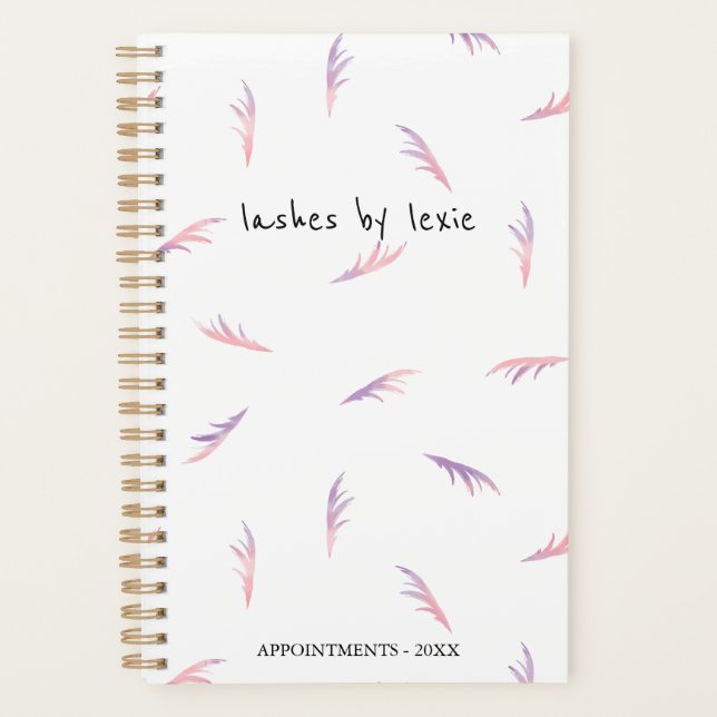 Purple & Pink Feathery Lashes Appointment Planner (Front)
