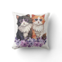 Purple Pink Floral Cats