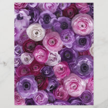 Purple Pink Floral Collage Garden Scrapbook Paper