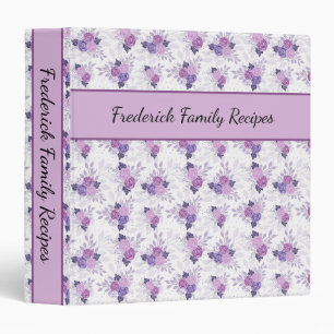 Purple Pink Floral Elegant Feminine Flowers Recipe Binder